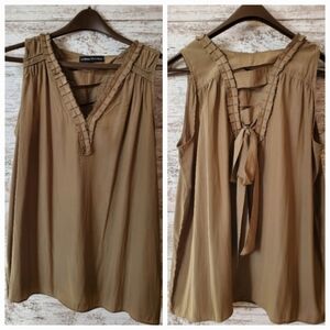 Catherine Malandrino fringe trim criss-cross tank top